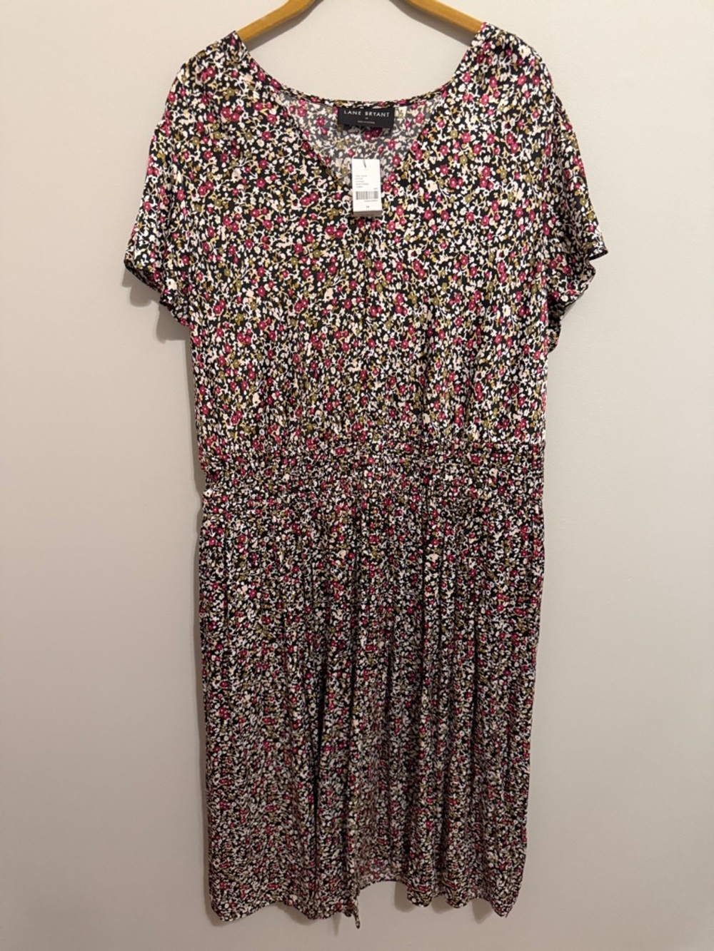 Lane Bryant Black Pink White Floral Midi Dress
